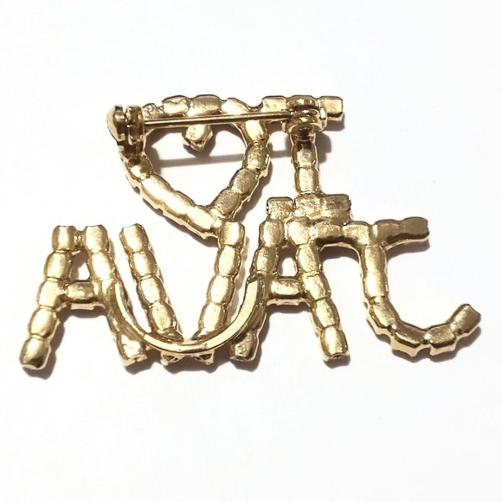 Vintage "I Heart Java" Prong Set Rhinestone Brooch - Picture 5 of 5
